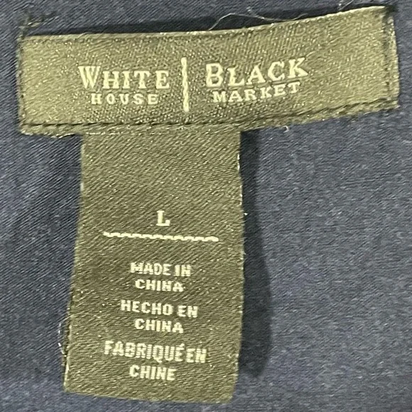 White House Black Market Navy Sheer Overlay Tank Top Blouse‎ Size L - Picture 5 of 7